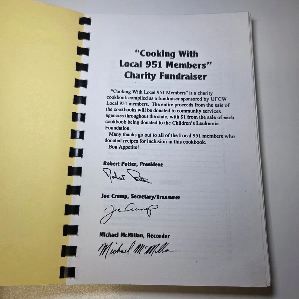 Cooking‎ With Local 951 Members Appetizers Breads Desserts Cookbook Vintage 1995
